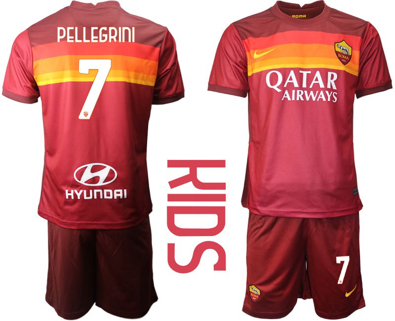 Cheap Youth 2020-2021 club AS Roma home 7 red Soccer Jerseys